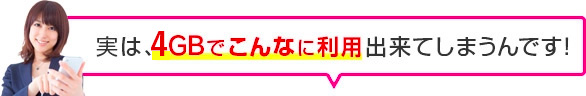 実は、4GBでこんなに利用出来てしまうんです！